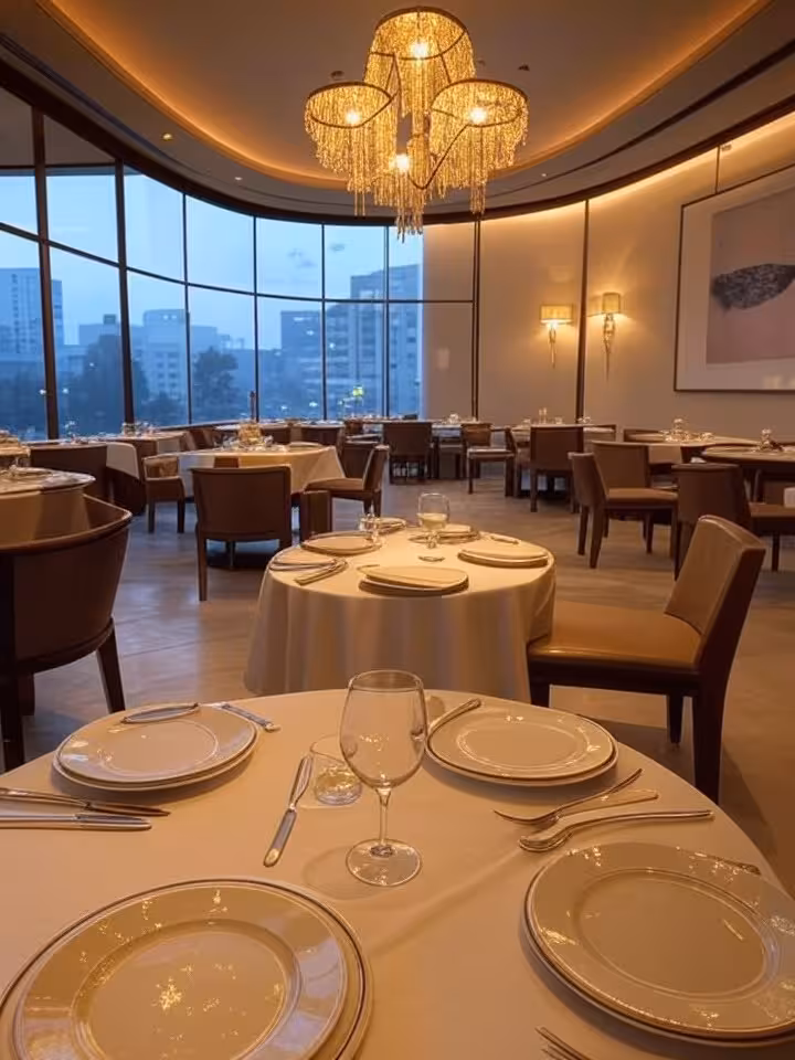 Elegant upscale restaurant interior Santiago Chile, sophisticated ambiance, modern Chilean design el