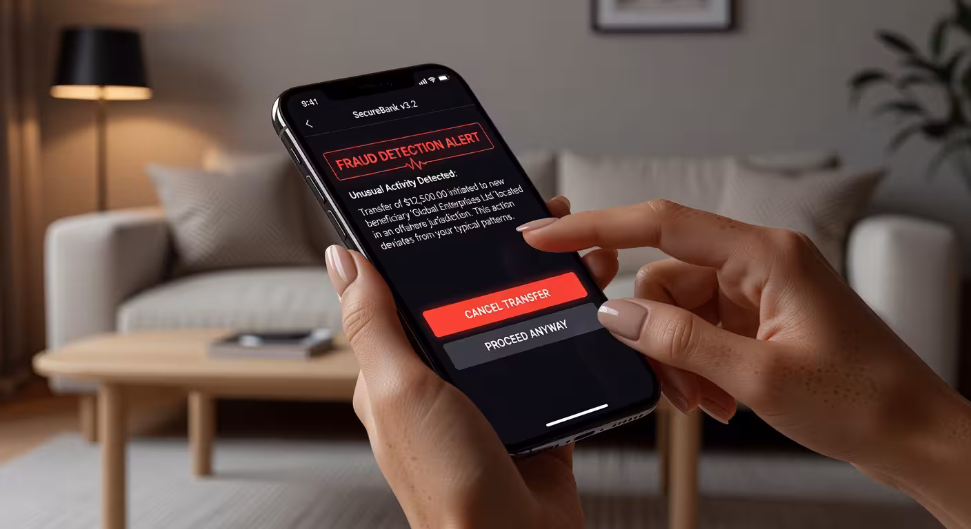 Mistenkelig pengeoverføringsforespørsel på bankapp